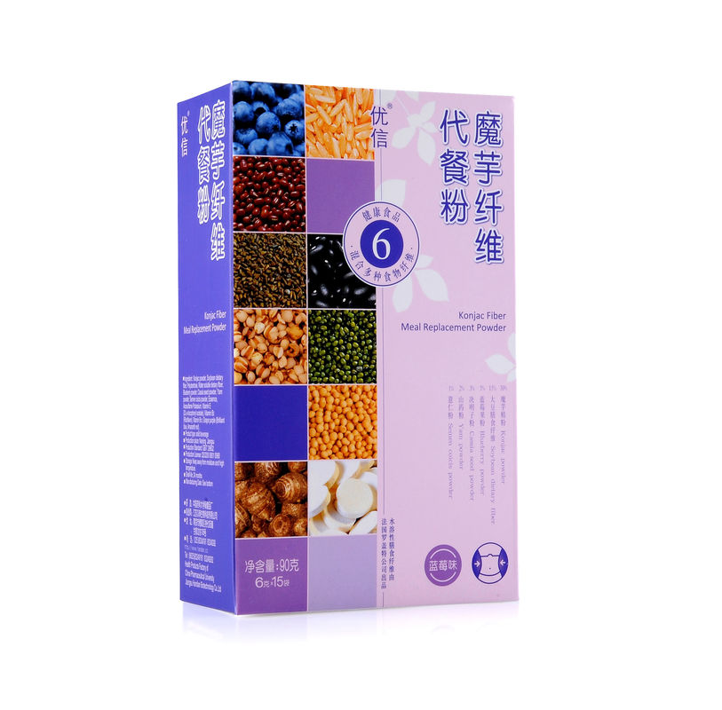 Anti Aging Konjac Fiber Meal Replacement Powder Solid Drinks Blueberry Flavor